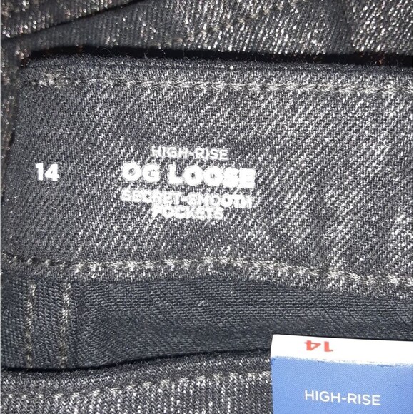 Old Navy High-Waisted Black Shine Size 14 OG Loose Jeans NWT - Picture 3 of 5
